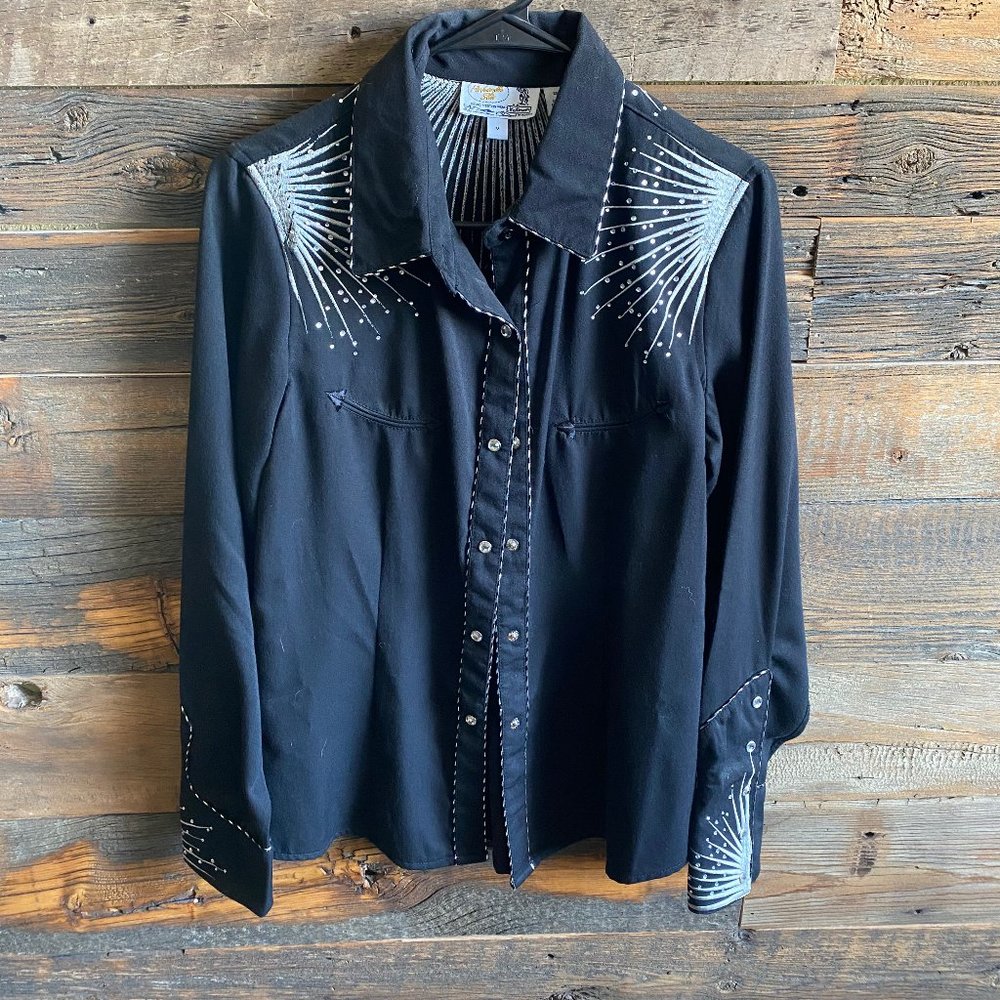 Vintage Western Style Snap Shirt Starburst with Rhinestones